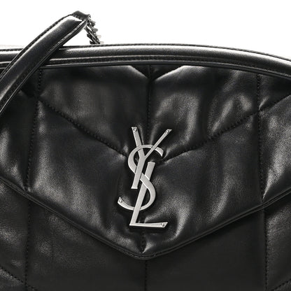 Saint Laurent Lambskin Quilted Medium Loulou Puffer Monogram Chain Satchel Black 8 of 11