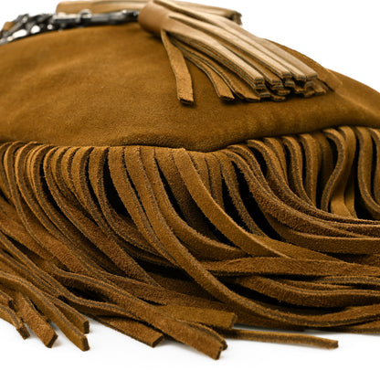 Saint Laurent Suede Fringe Flat Anita Crossbody Bag Camel 9 of 10