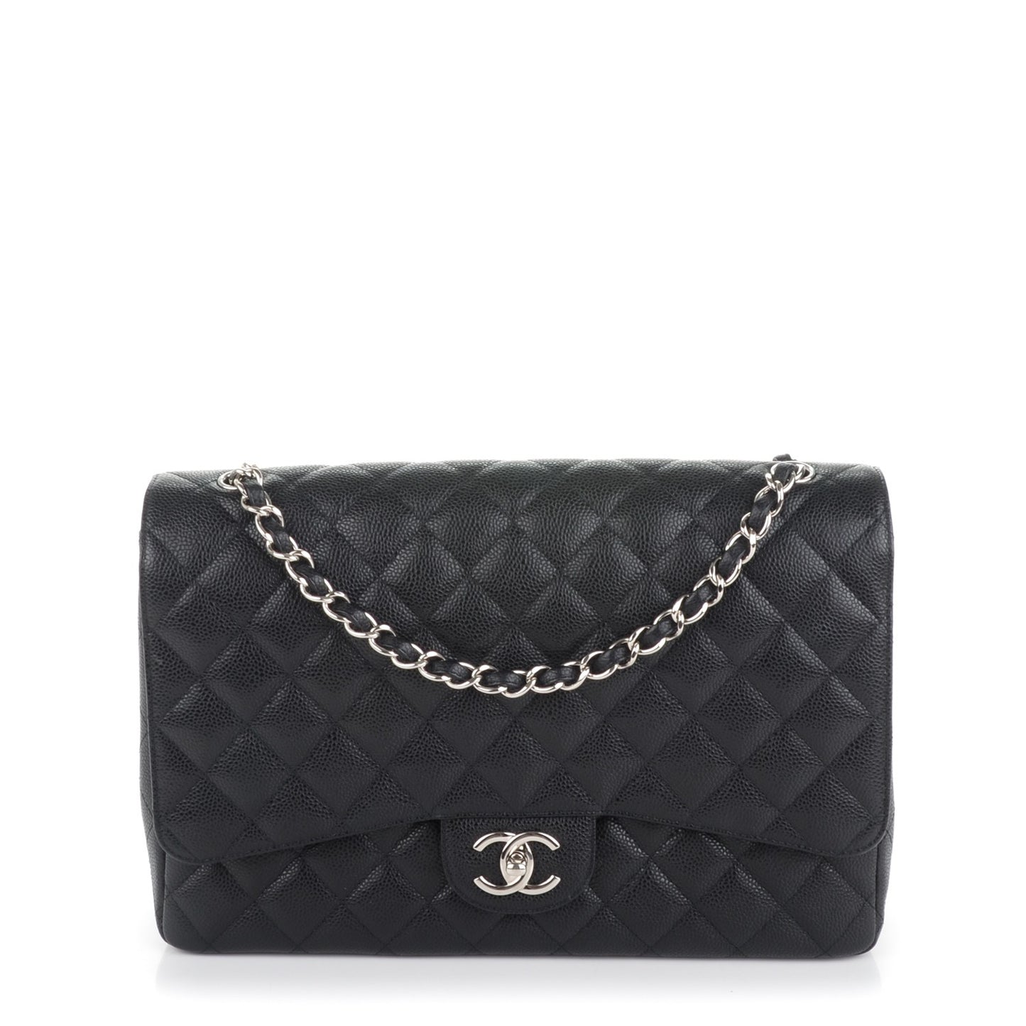 Caviar Quilted Maxi Double Flap Black