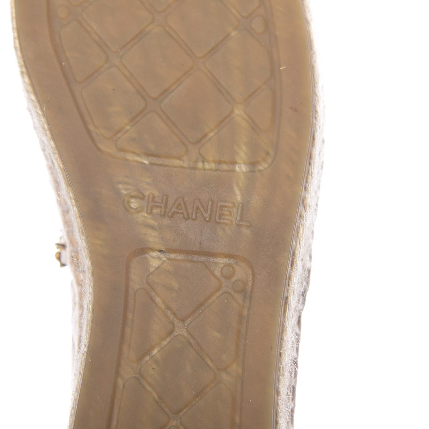 Chanel Lambskin Grosgrain Quilted CC Chain Espadrilles 39 Beige Black 8 of 10