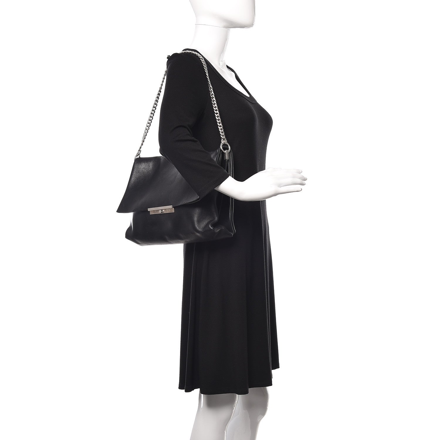 Celine Smooth Calfskin Blade Chain Flap Black 2 of 17