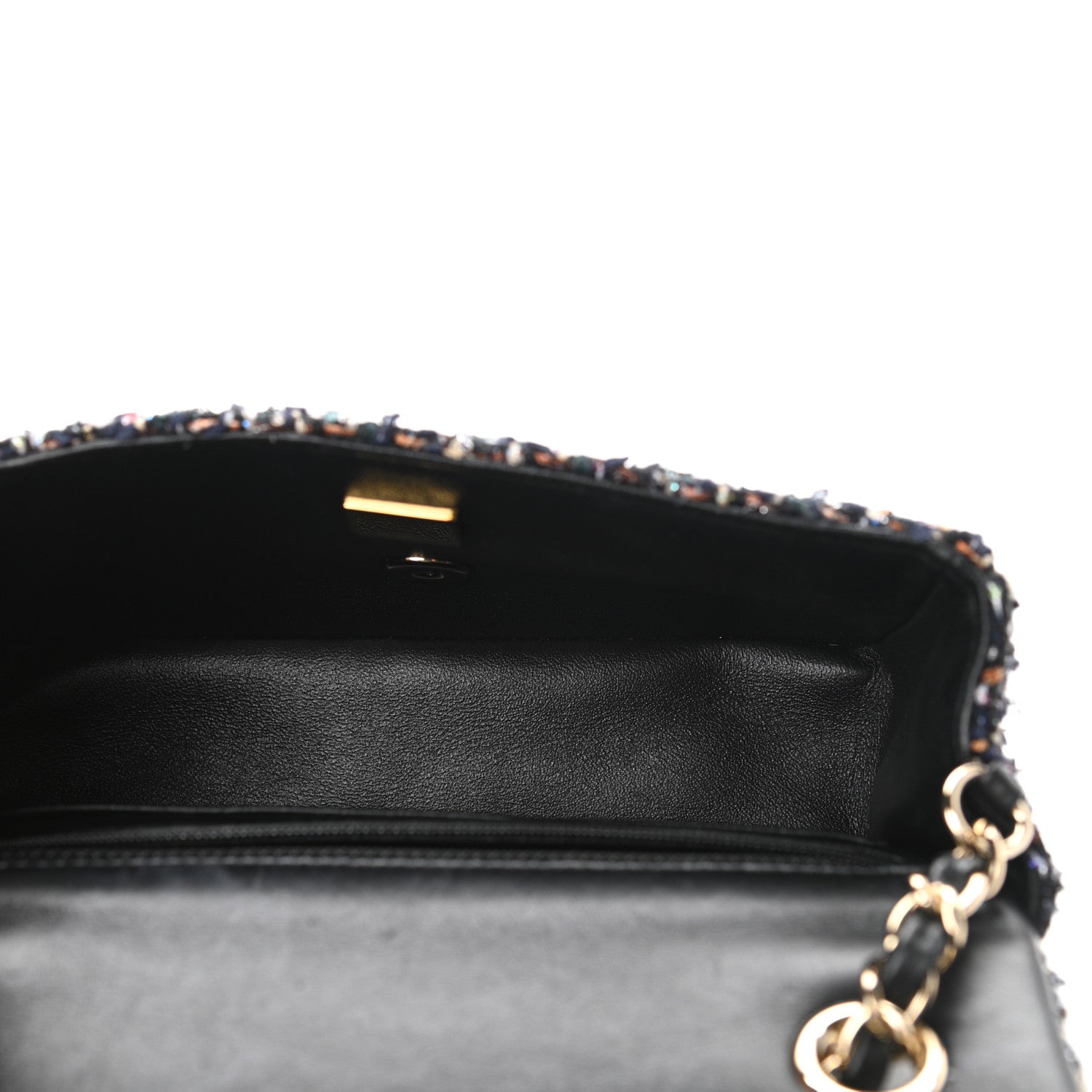 Chanel Glittered Tweed Quilted Mini Rectangular Flap Navy Blue Mulitcolor 5 of 10