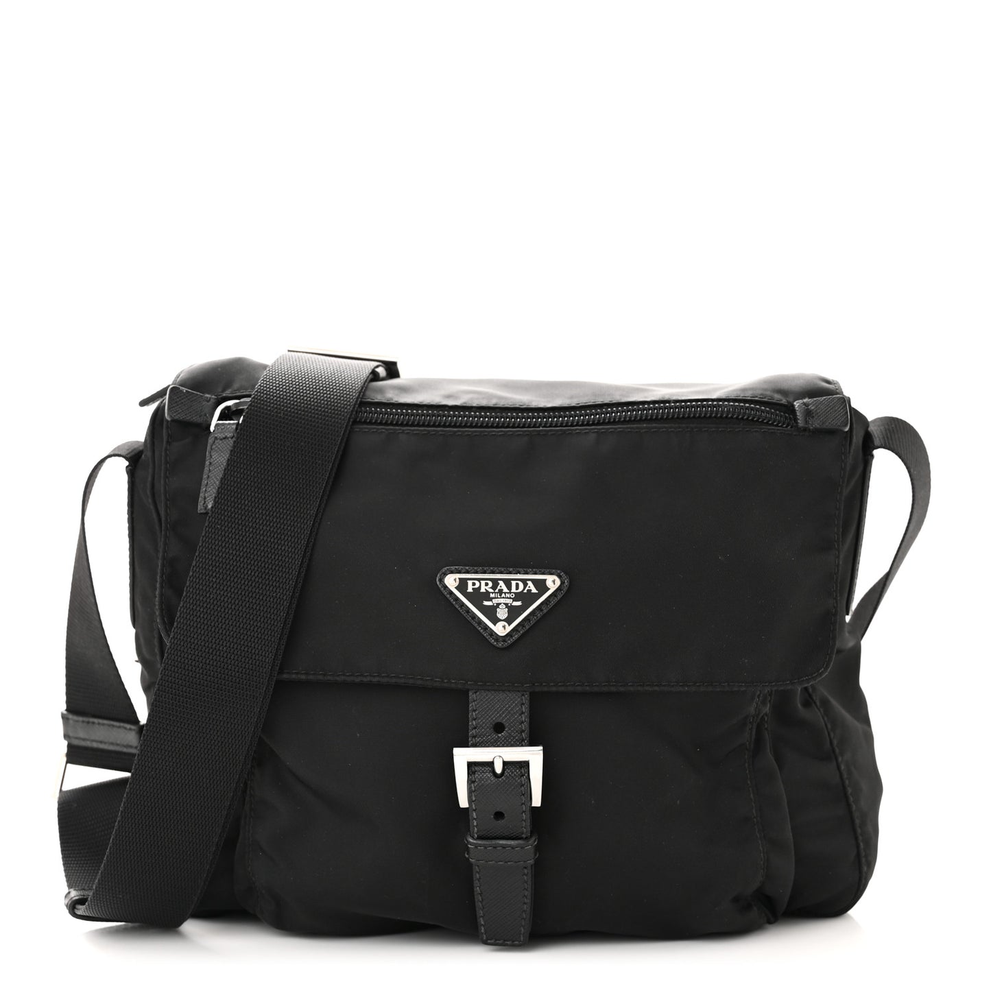 Tessuto Nylon Saffiano Small Vela Messenger Black
