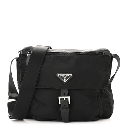 Prada Tessuto Nylon Saffiano Small Vela Messenger Black 1 of 14