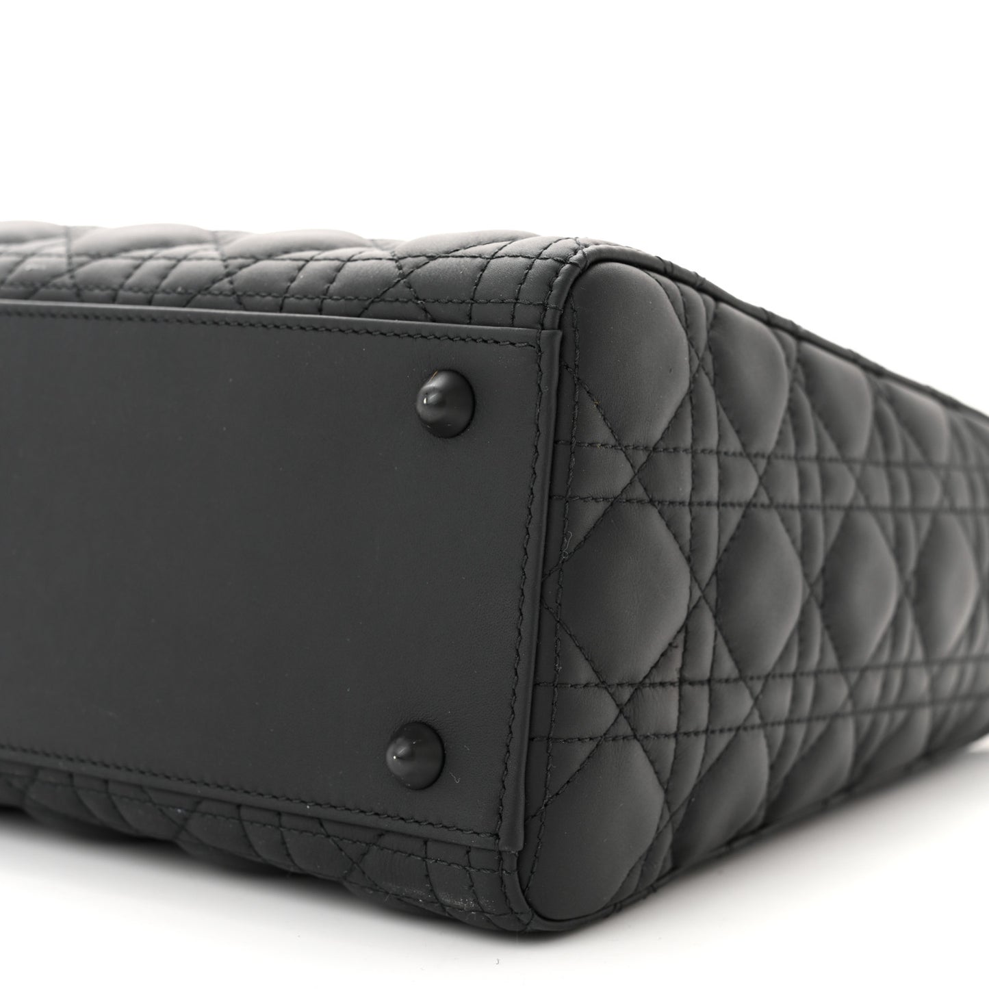 Ultra Matte Calfskin Cannage Large Lady Dior Black