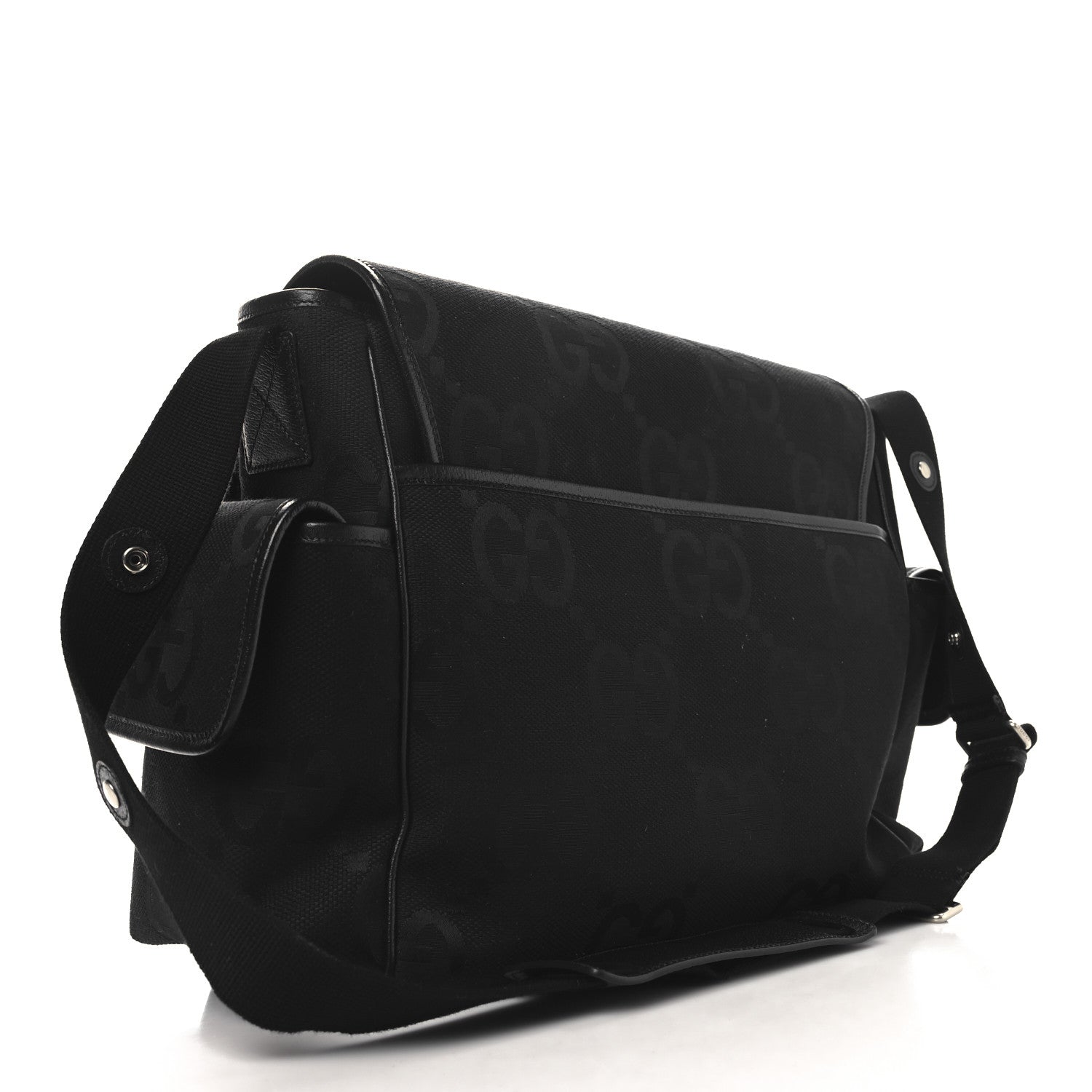 Gucci Canvas Monogram Jumbo GG Messenger Diaper Bag Black 4 of 11