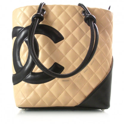 Chanel Calfskin Quilted Medium Cambon Tote Beige Black 1 of 13