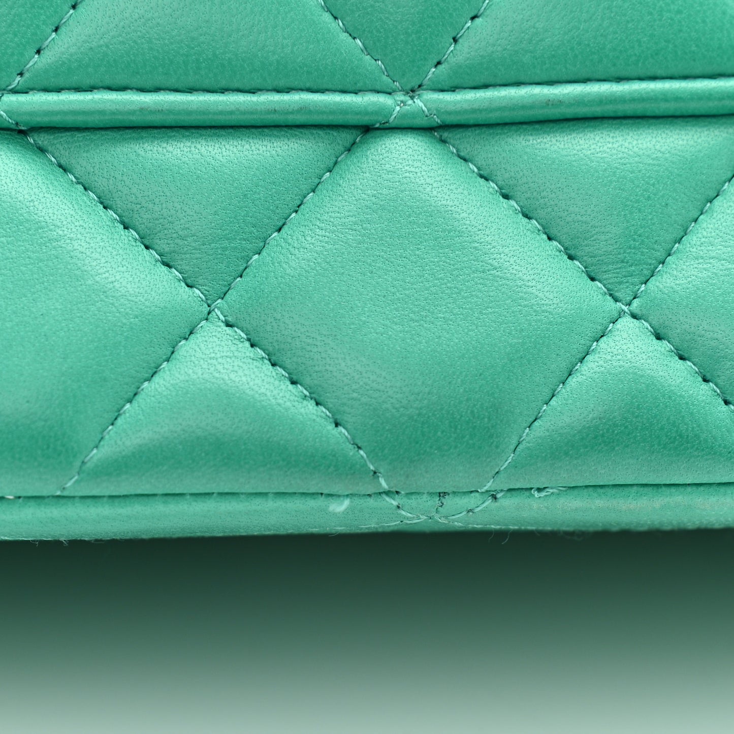 Lambskin Quilted Jumbo Double Flap Green