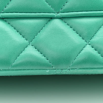 Chanel Lambskin Quilted Jumbo Double Flap Green 14 of 15
