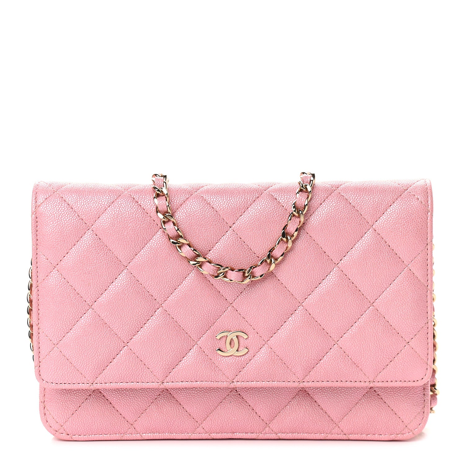 Chanel Iridescent Caviar Quilted Wallet on Chain WOC Rose Pink 1 of 11