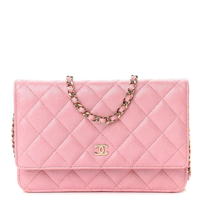 Chanel Iridescent Caviar Quilted Wallet on Chain WOC Rose Pink 1 of 11