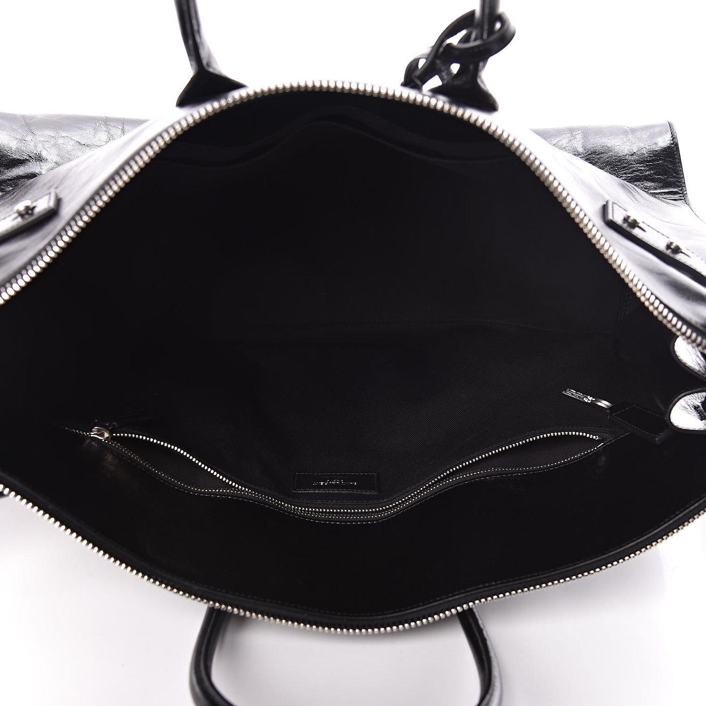 Cracked Shiny Calfskin Souple 36H Sac De Jour Duffle Black