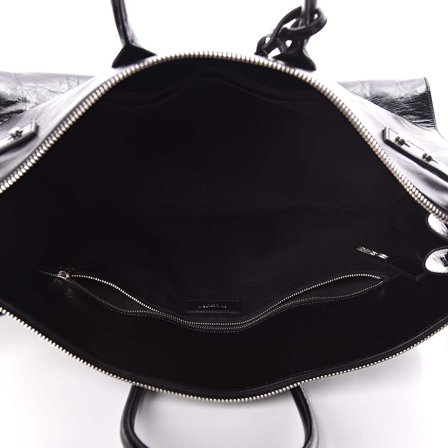 Saint Laurent Cracked Shiny Calfskin Souple 36H Sac De Jour Duffle Black 5 of 11