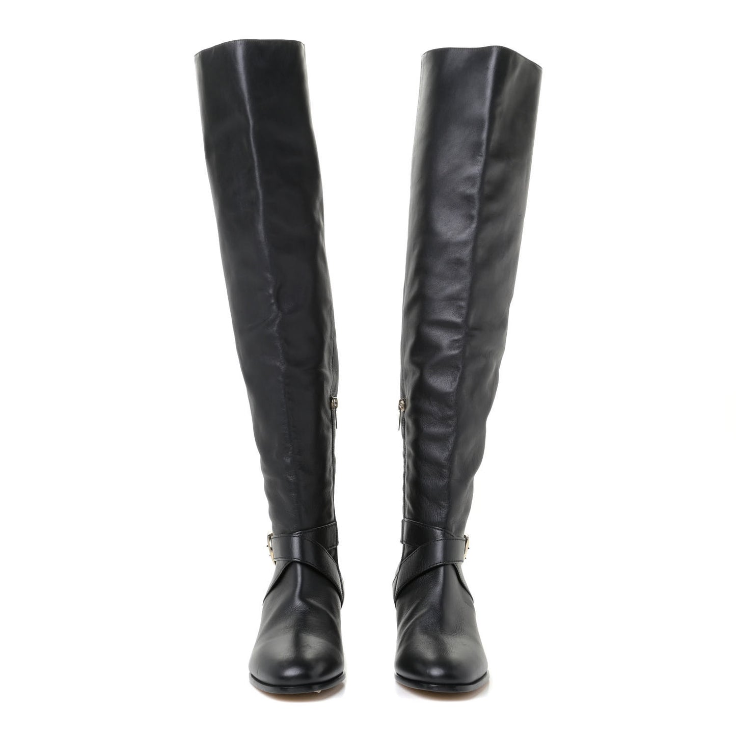 Calfskin Beca Knee High Boots 39 Black
