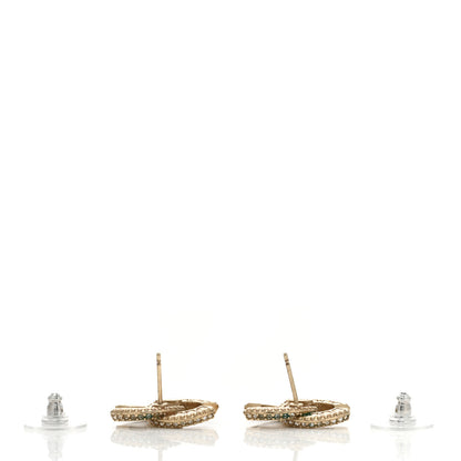 Chanel Crystal Timeless CC Earrings Gold 3 of 4