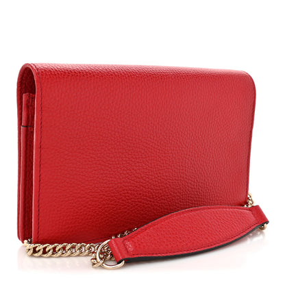 Gucci Pebbled Calfskin Soho Wallet on Chain Hibiscus Red 3 of 10
