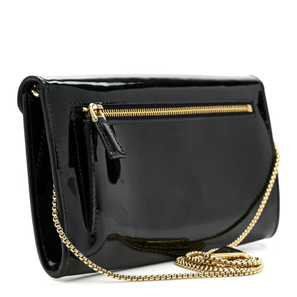 Prada Vernice Metal Triangle Logo Clutch Black 3 of 13