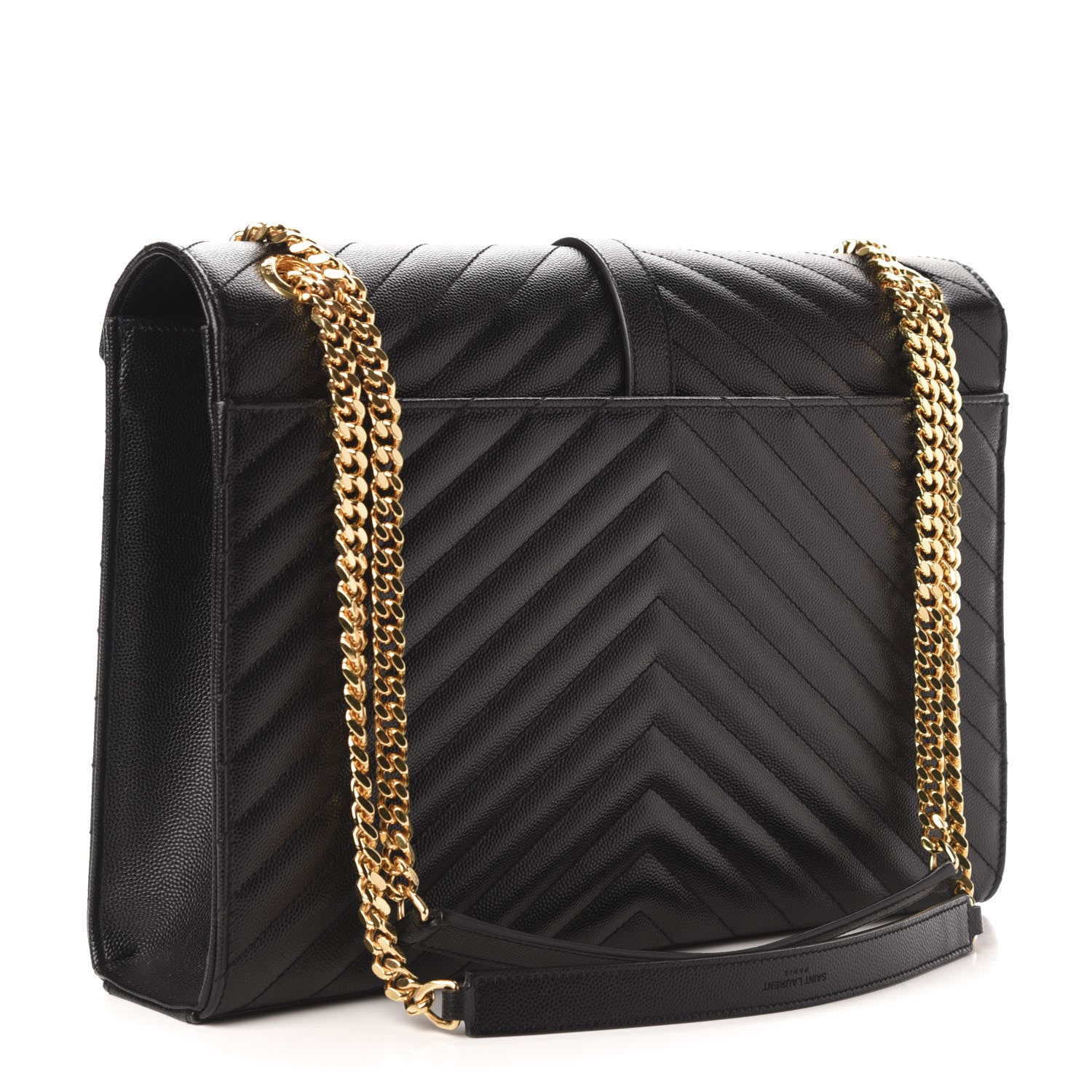 Saint Laurent Grain De Poudre Matelasse Chevron Large Monogram Satchel Black 3 of 10