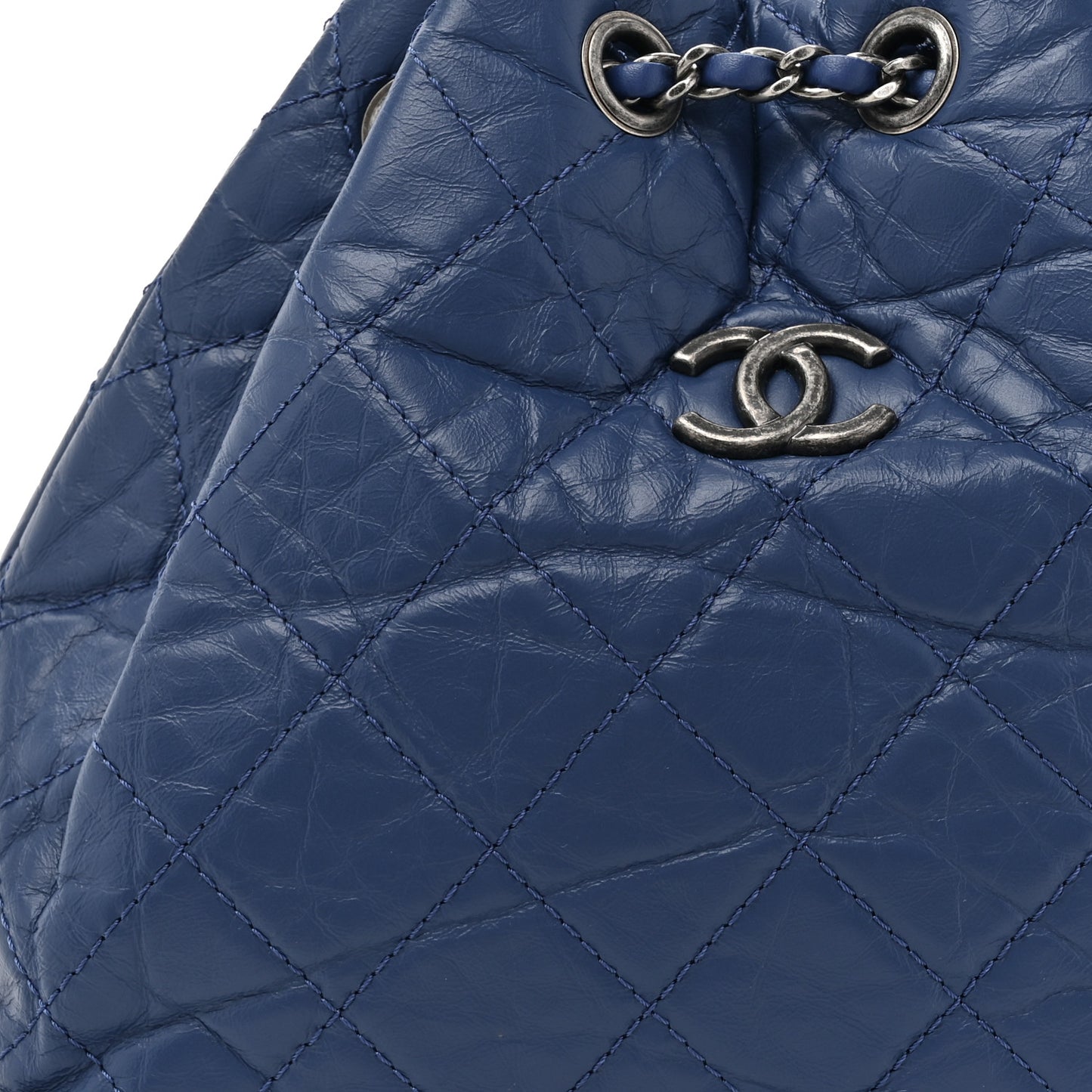 Aged Calfskin Quilted Small Gabrielle Backpack Navy