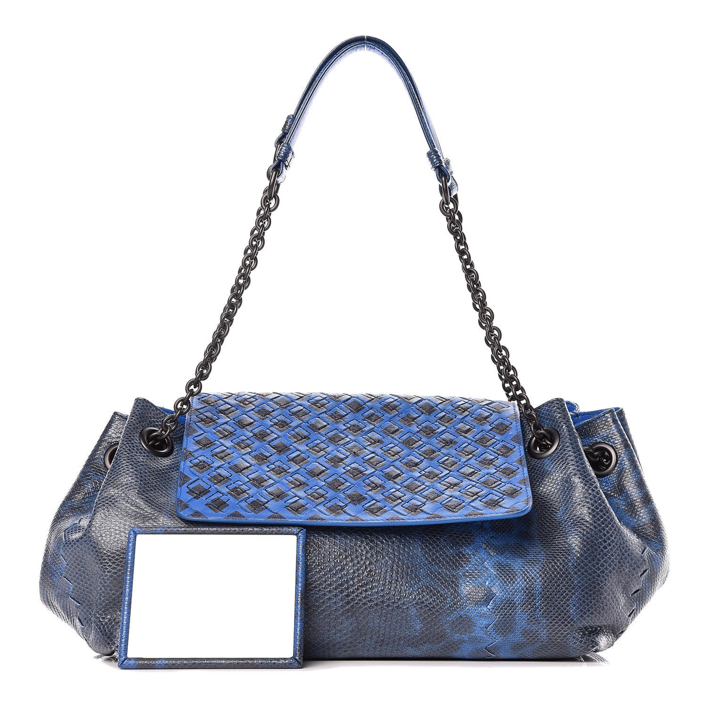 Vesuvio Karung Nappa Intrecciato Cravatteria Small Flap Shoulder Bag Bleuette