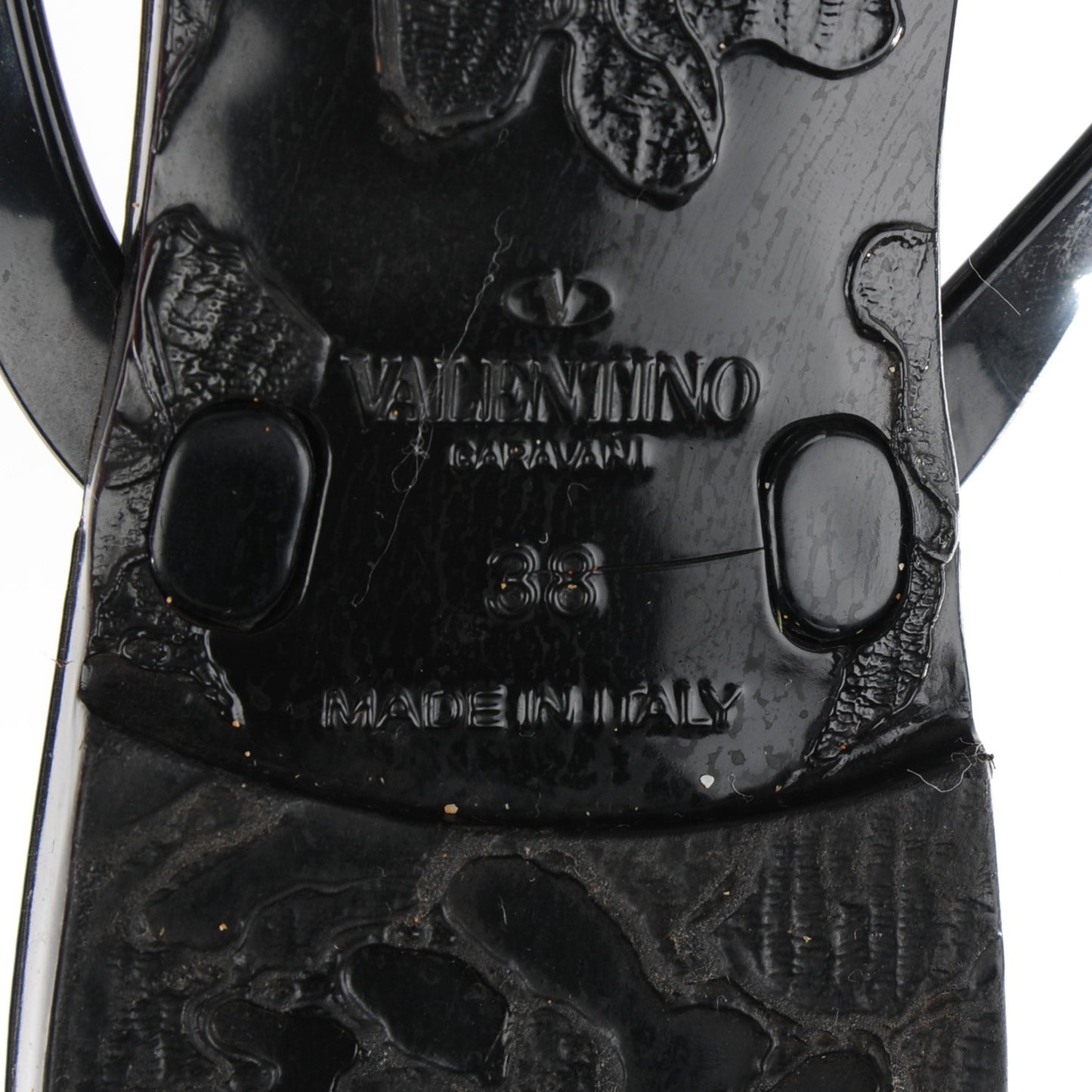 PVC Jelly Rockstud Bow Thong Sandals 38 Black