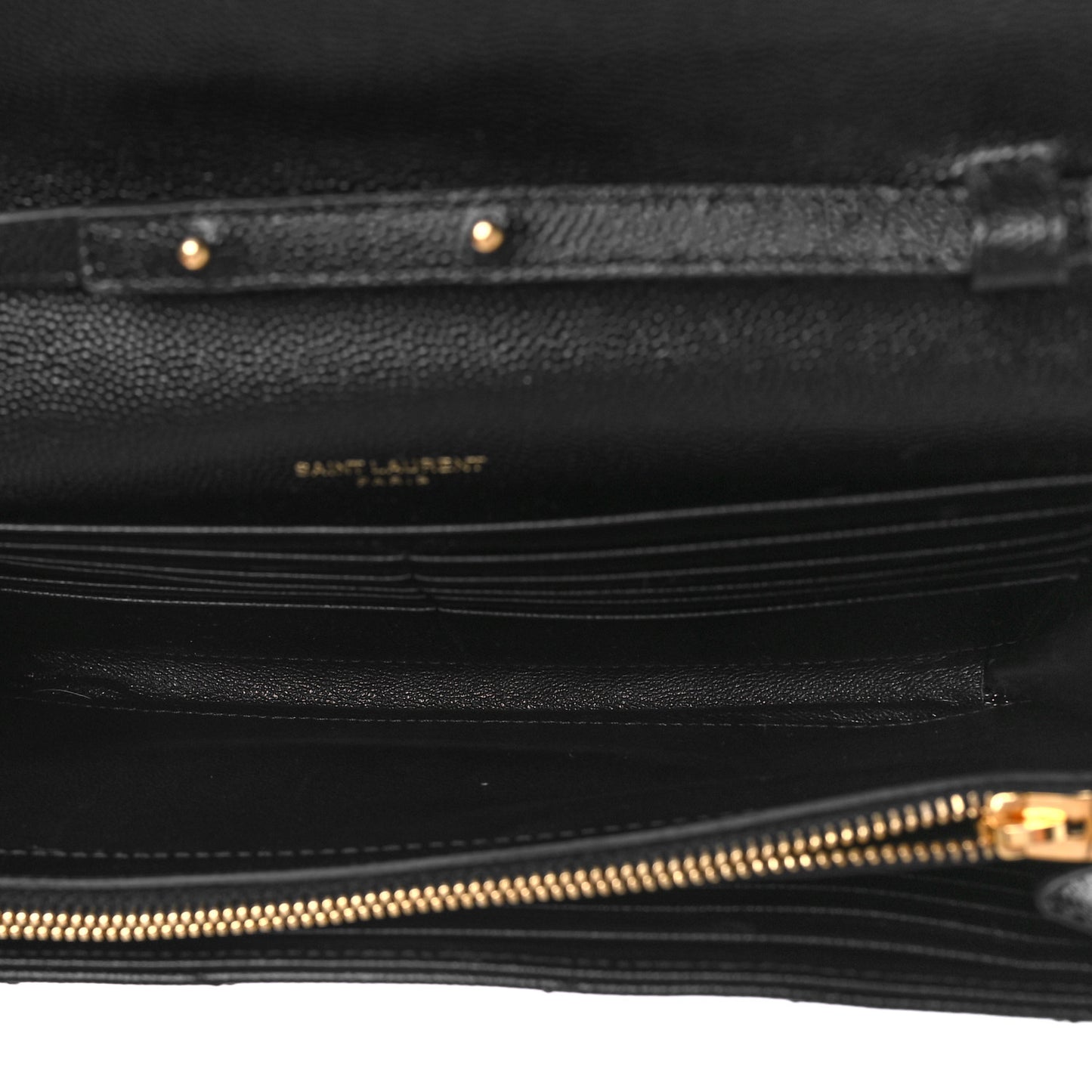 Grain De Poudre Matelasse Chevron Monogram Chain Wallet Black