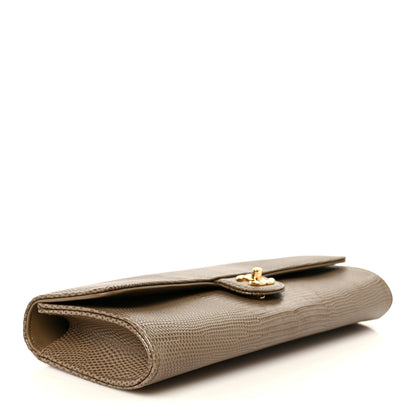 Chanel Calfskin Lizard Embossed Clutch With Chain Dark Khaki Dark Khaki 4 of 12