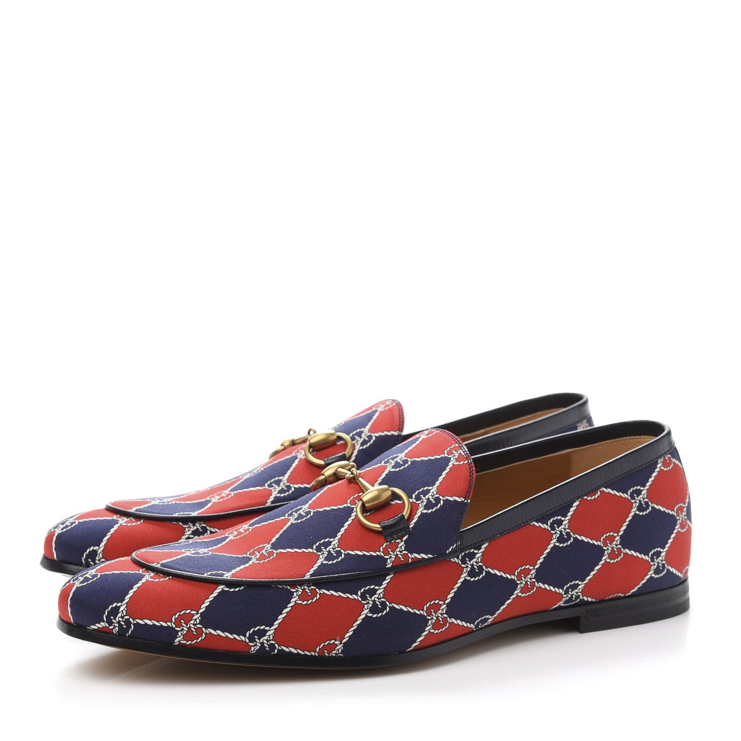 Mini GG Rhombus Chain Horsebit Mens Jordaan Loafers 9 Royal Bleuett Red