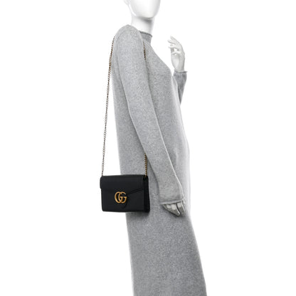 Gucci Calfskin GG Marmont Chain Wallet Black 2 of 10