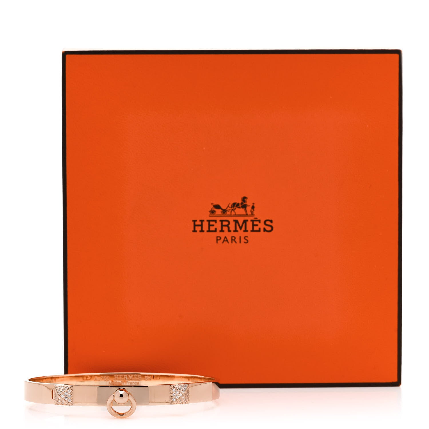 Hermes 18K Rose Gold Diamond PM Collier De Chien Bracelet SH 4 of 4