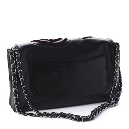 Chanel Lambskin Tweed Large Camellia Petals Flap Black 3 of 10
