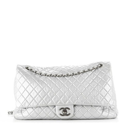 Chanel Metallic Calfskin XXL Travel Flap Bag Silver 1 of 8