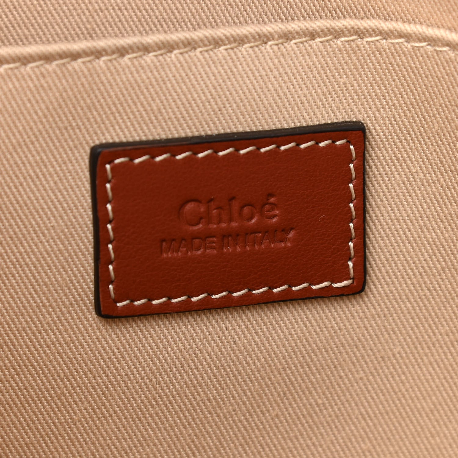 Chloe Cotton Calfskin Medium Woody Ribbon Tote White Brown 8 of 10