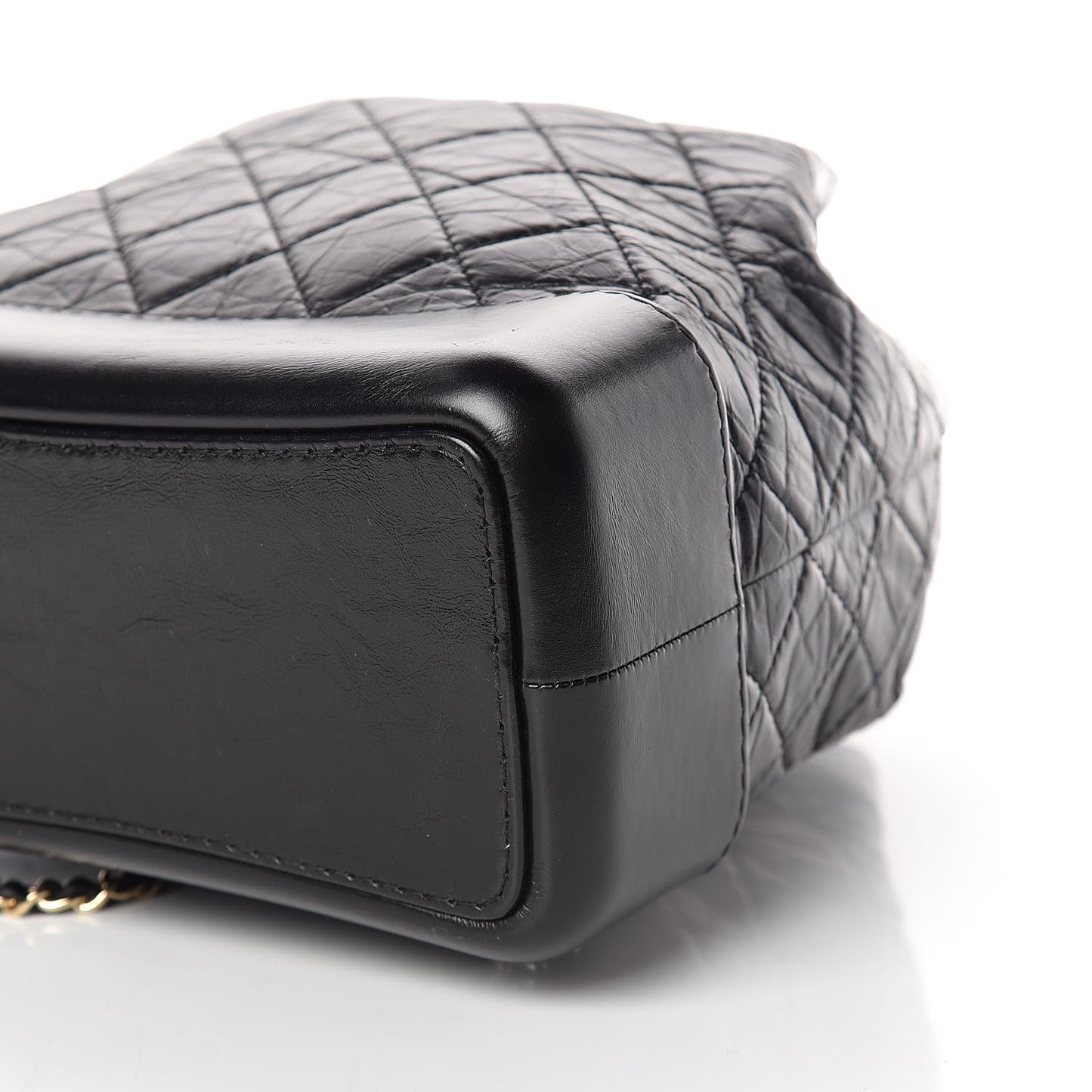 Aged Calfskin Quilted Gabrielle Backpack Black