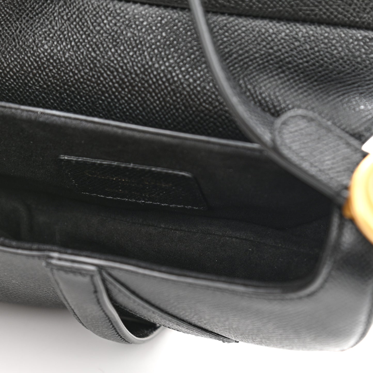 Grained Calfskin Mini Saddle Bag Black