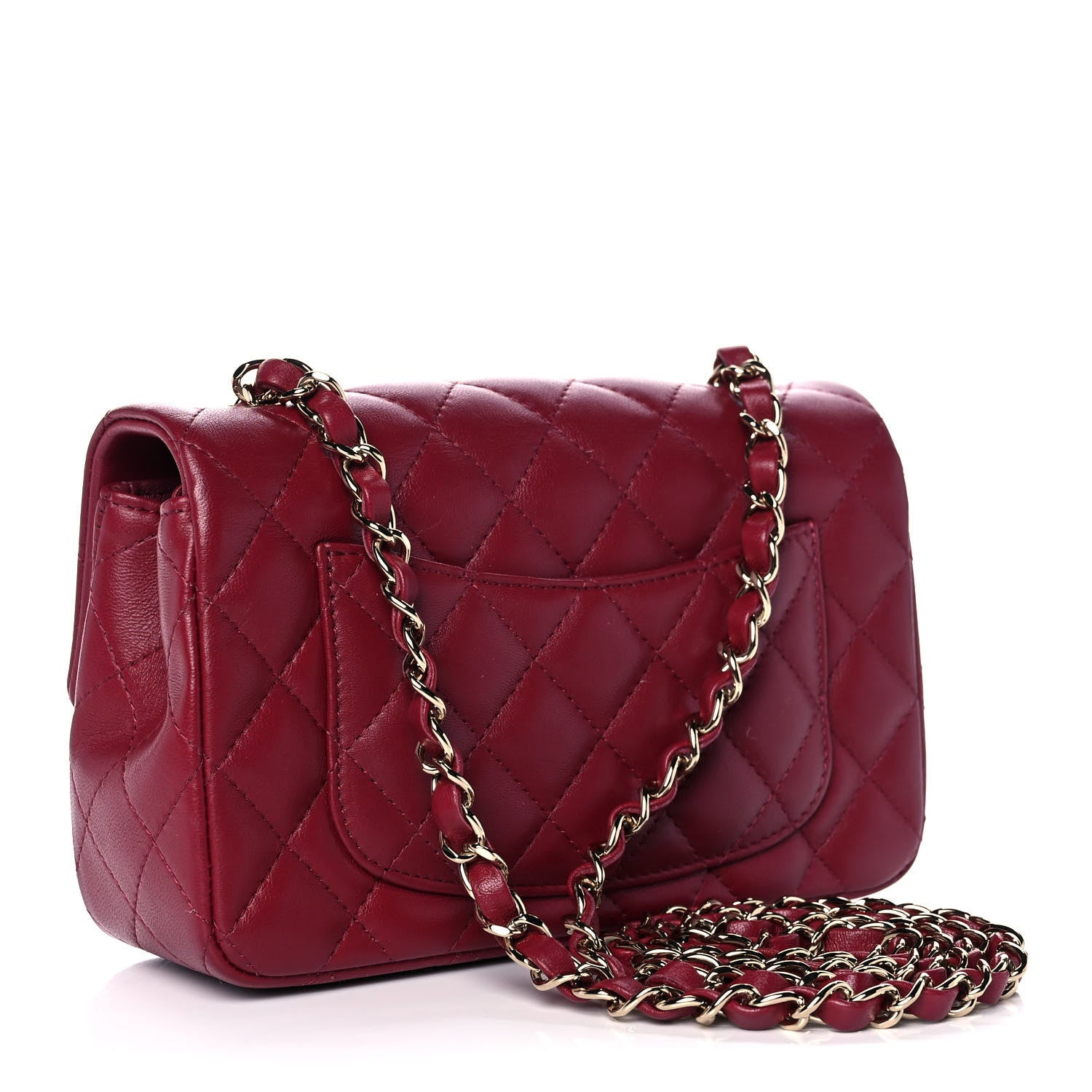 Chanel Lambskin Quilted Mini Rectangular Flap Burgundy 3 of 12