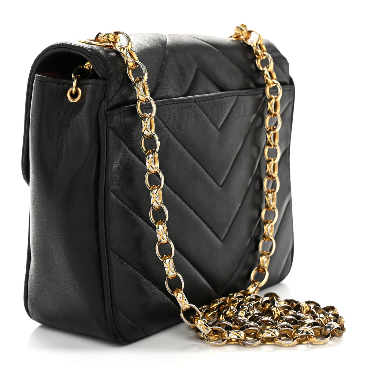 Chanel Lambskin Chevron Quilted Mini Square Flap Black 3 of 13