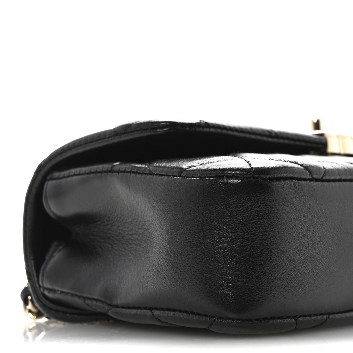 Lambskin Quilted Rectangular Phone Holder Clutch With Chain Black