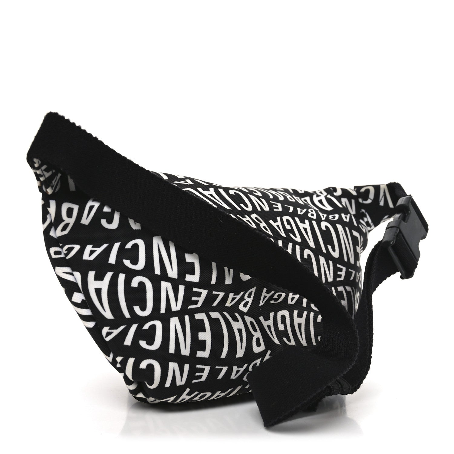 Balenciaga Nylon Wave Logo Print Wheel Beltpack Black White 3 of 18