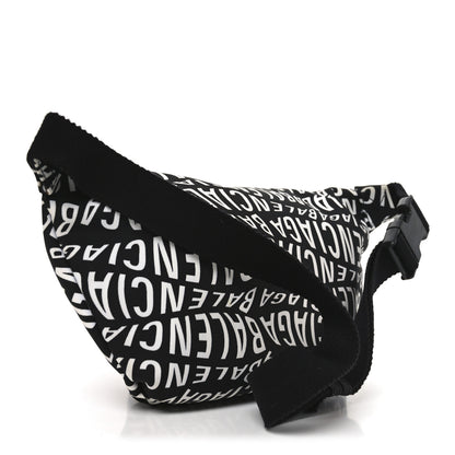 Balenciaga Nylon Wave Logo Print Wheel Beltpack Black White 3 of 18