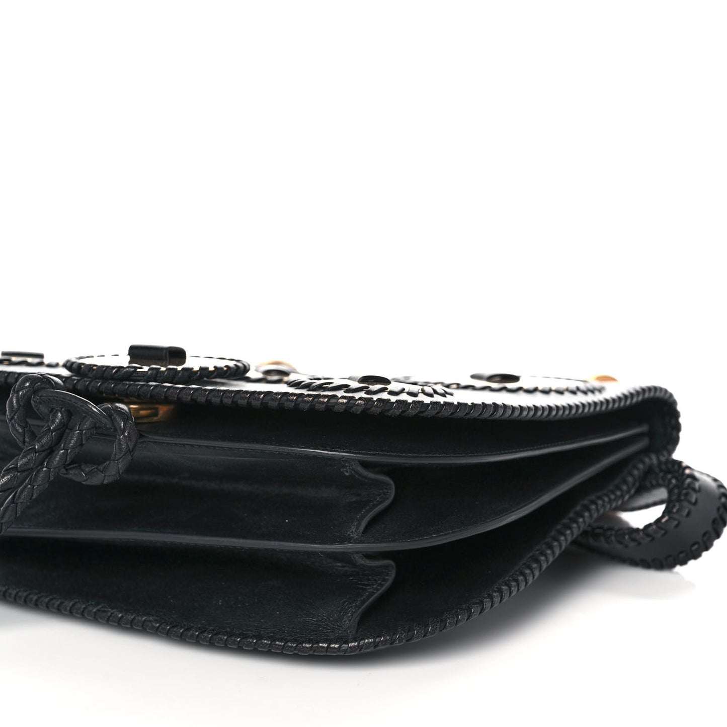Calfskin Whipstitch Kamelia Shoulder Bag Black