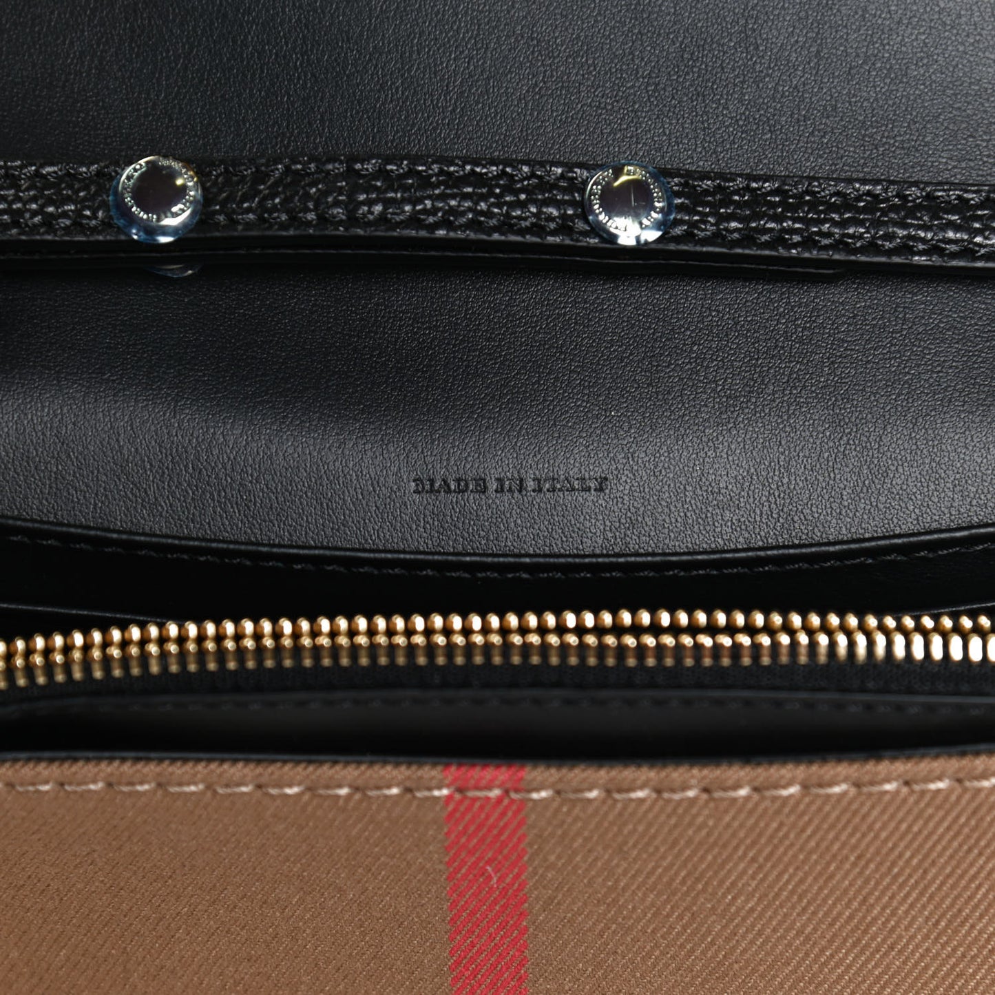 Grained Calfskin House Check Tartan Mix Hampshire Wallet On Chain Black
