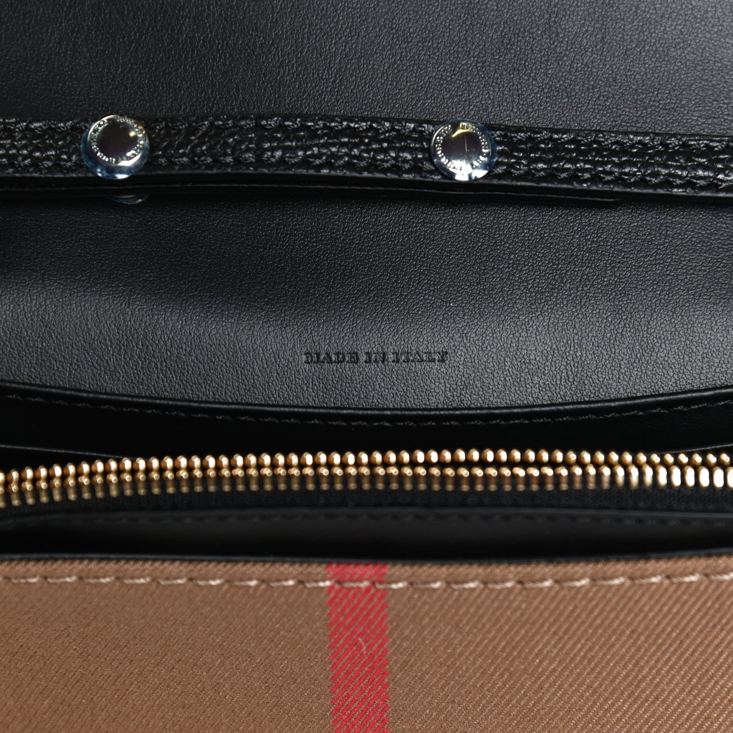 Burberry Grained Calfskin House Check Tartan Mix Hampshire Wallet On Chain Black 7 of 12