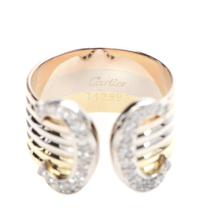 Cartier 18K Pink Yellow White Gold Diamond 13mm C De Ring 57 8 4 of 7