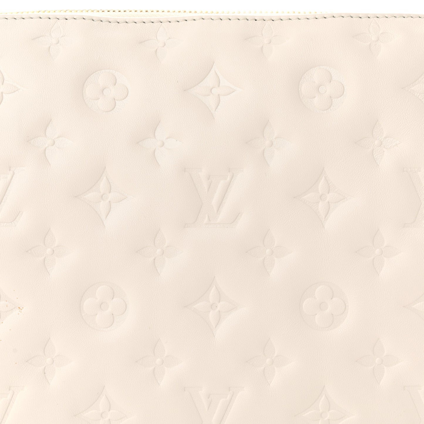 Lambskin Embossed Monogram Coussin PM Beige Cream