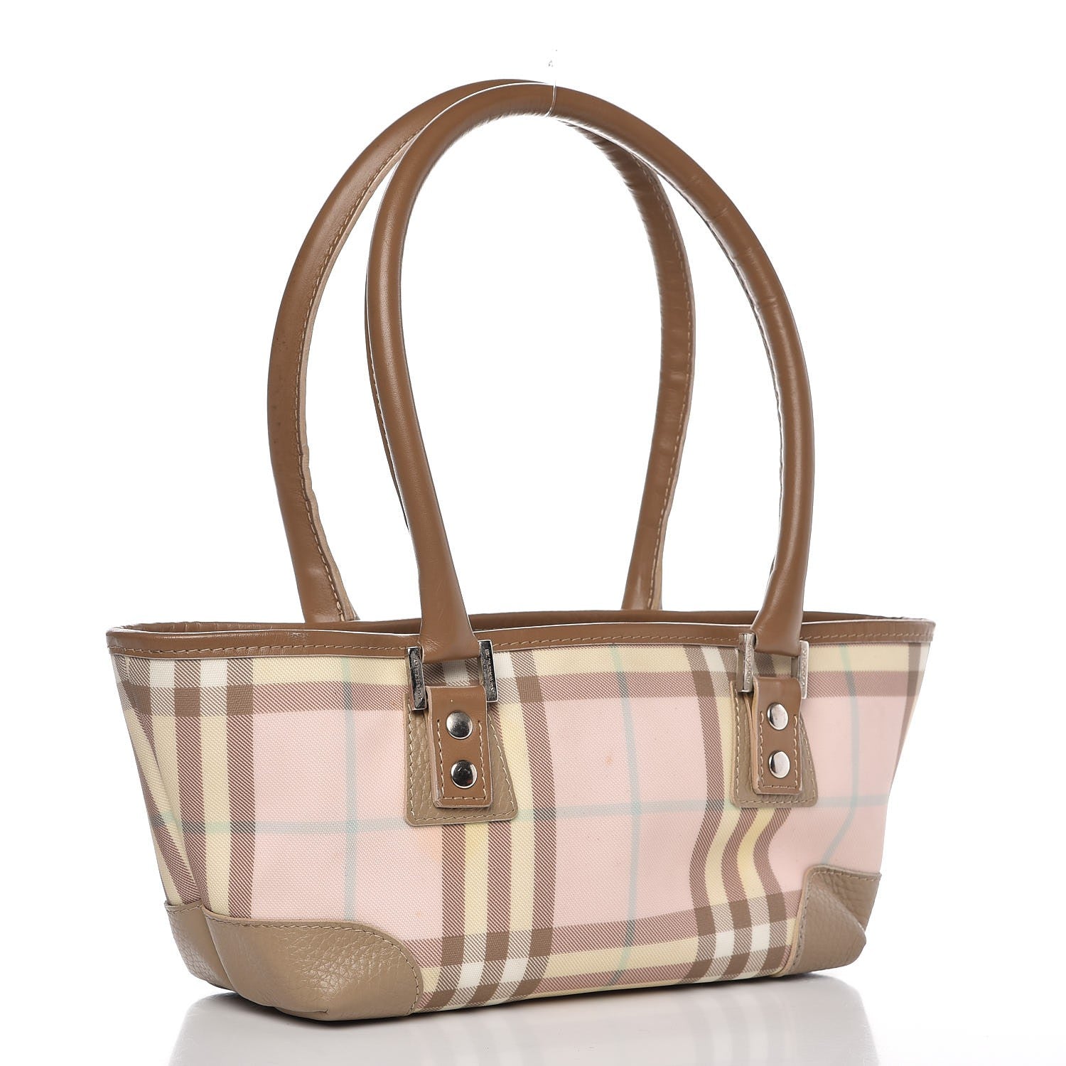 Burberry Candy Check Small Tote Pink Beige 3 of 10