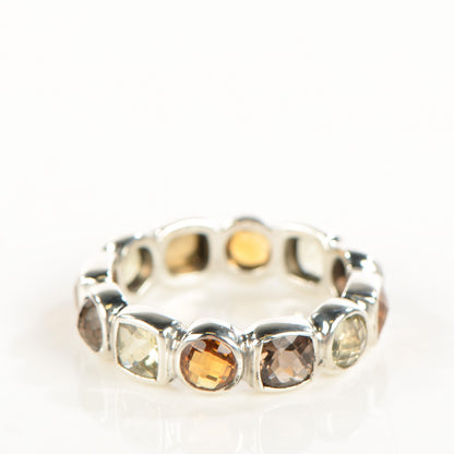 David Yurman Sterling Silver 18K Gold Prasiolite Citrine Smoky Quartz Eternity Ring 53 6.5 3 of 5