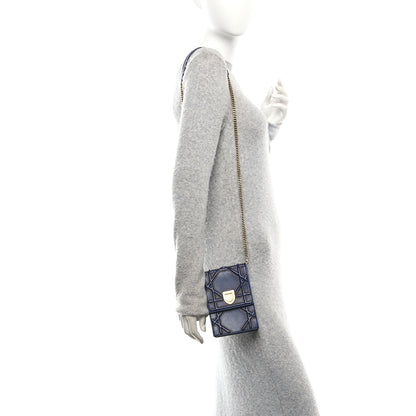 Christian Dior Lambskin Studded Vertical Diorama Indigo 2 of 10