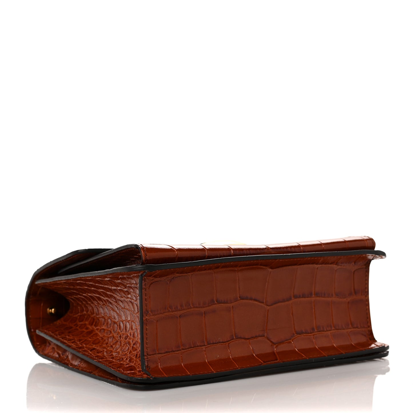 Calfskin Crocodile Embossed Dia Day Bag Chestnut