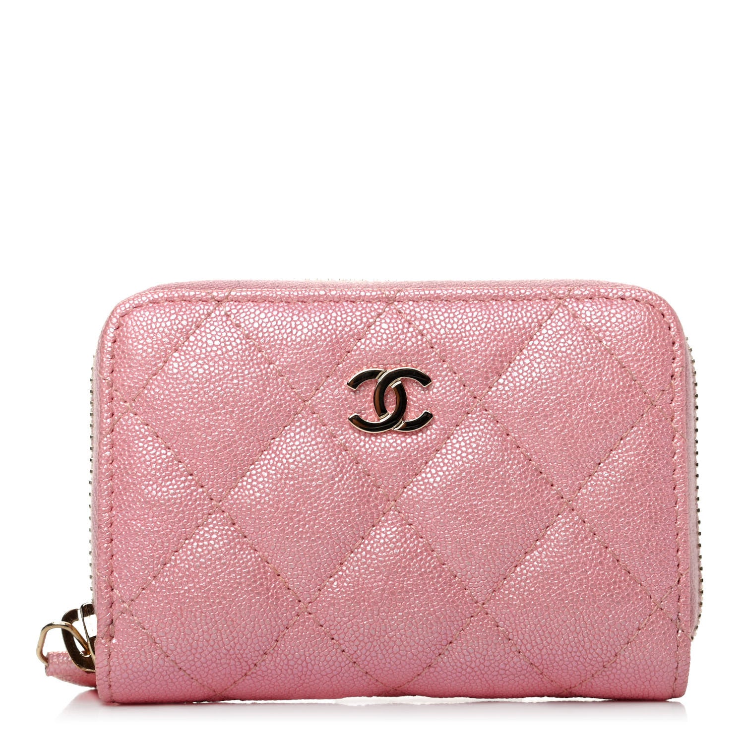 Chanel Iridescent Caviar Quilted Zip Coin Purse Pink 1 of 9
